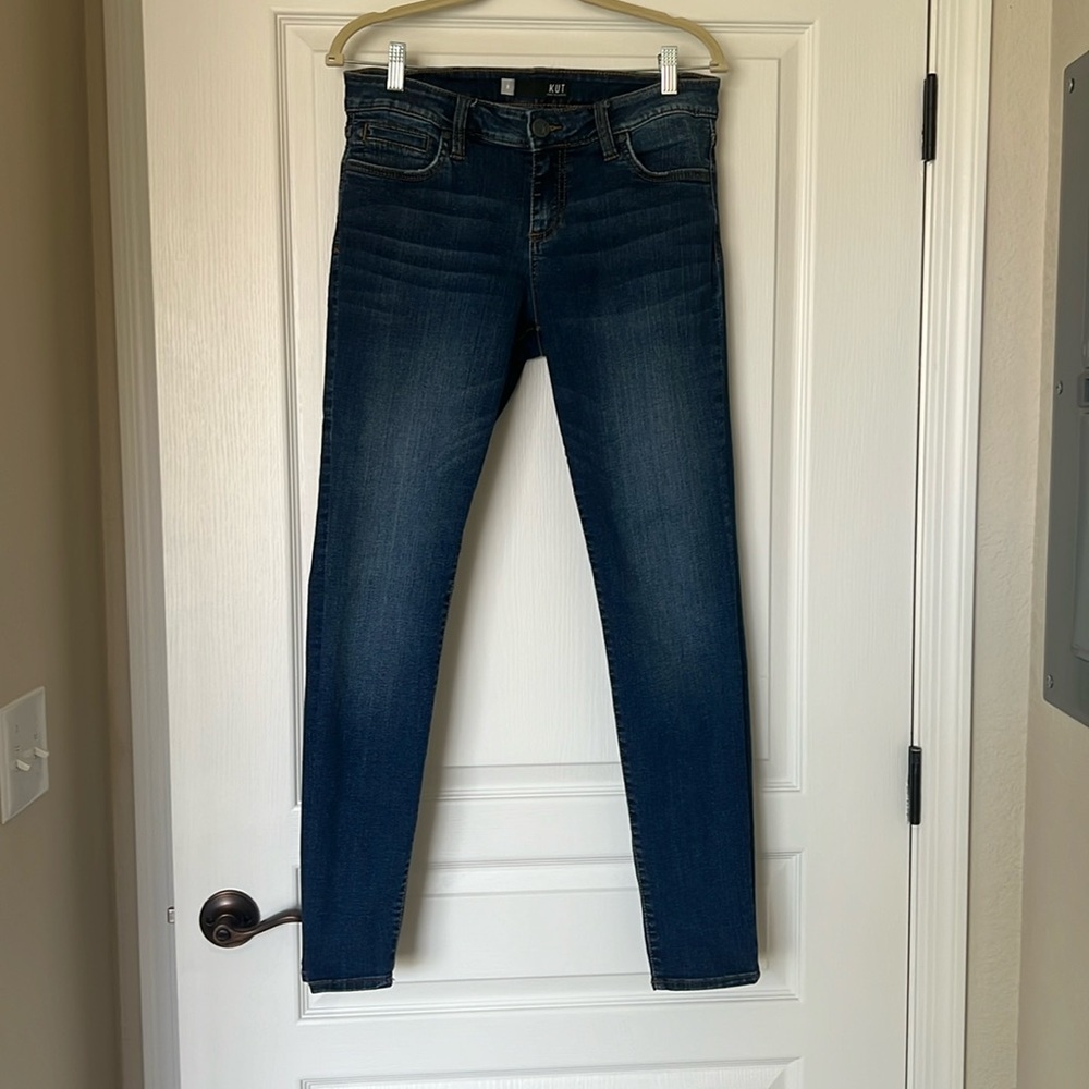 Dark mid rise skinny jeans